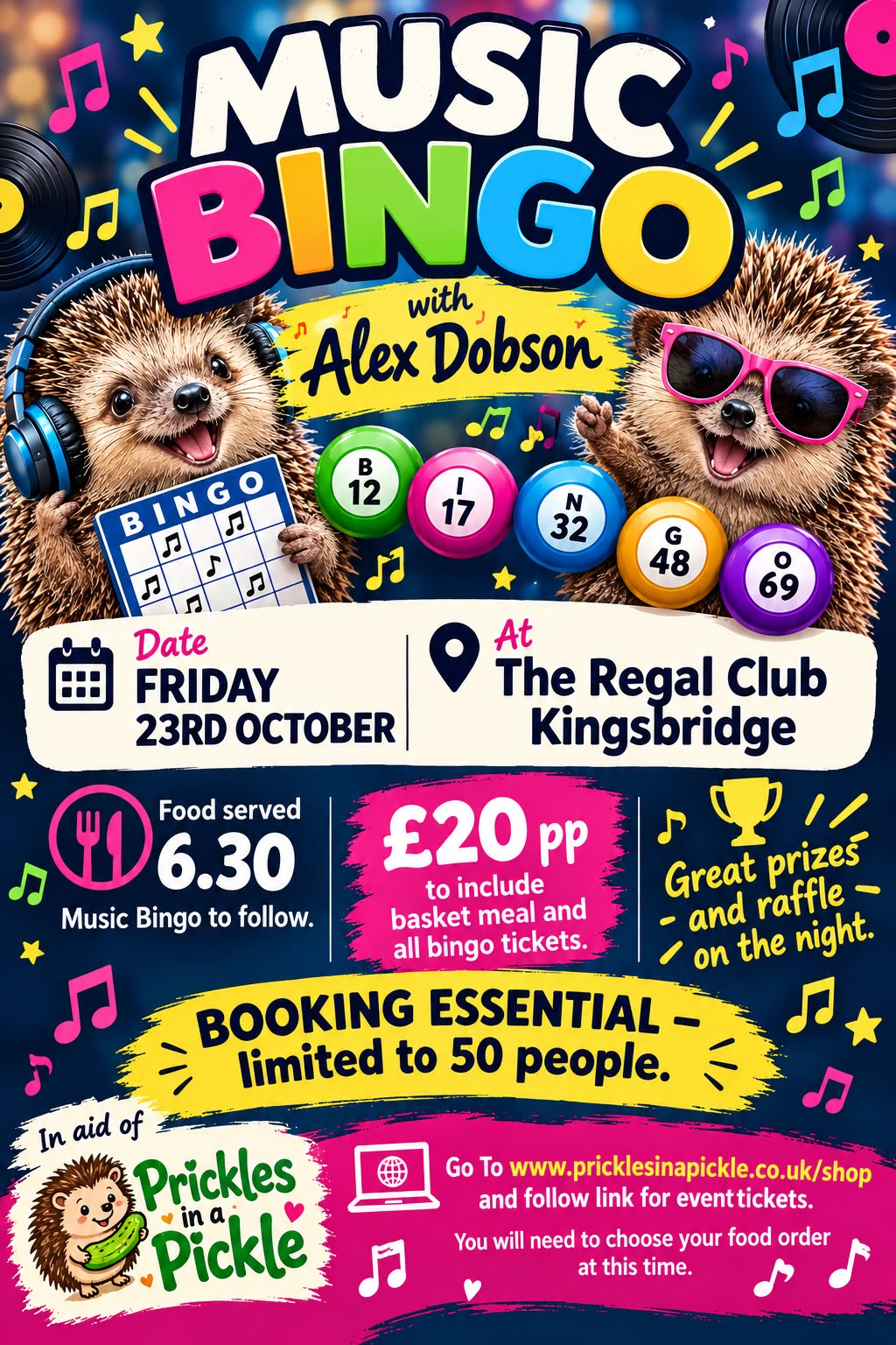 Music Bingo - entry & food selection